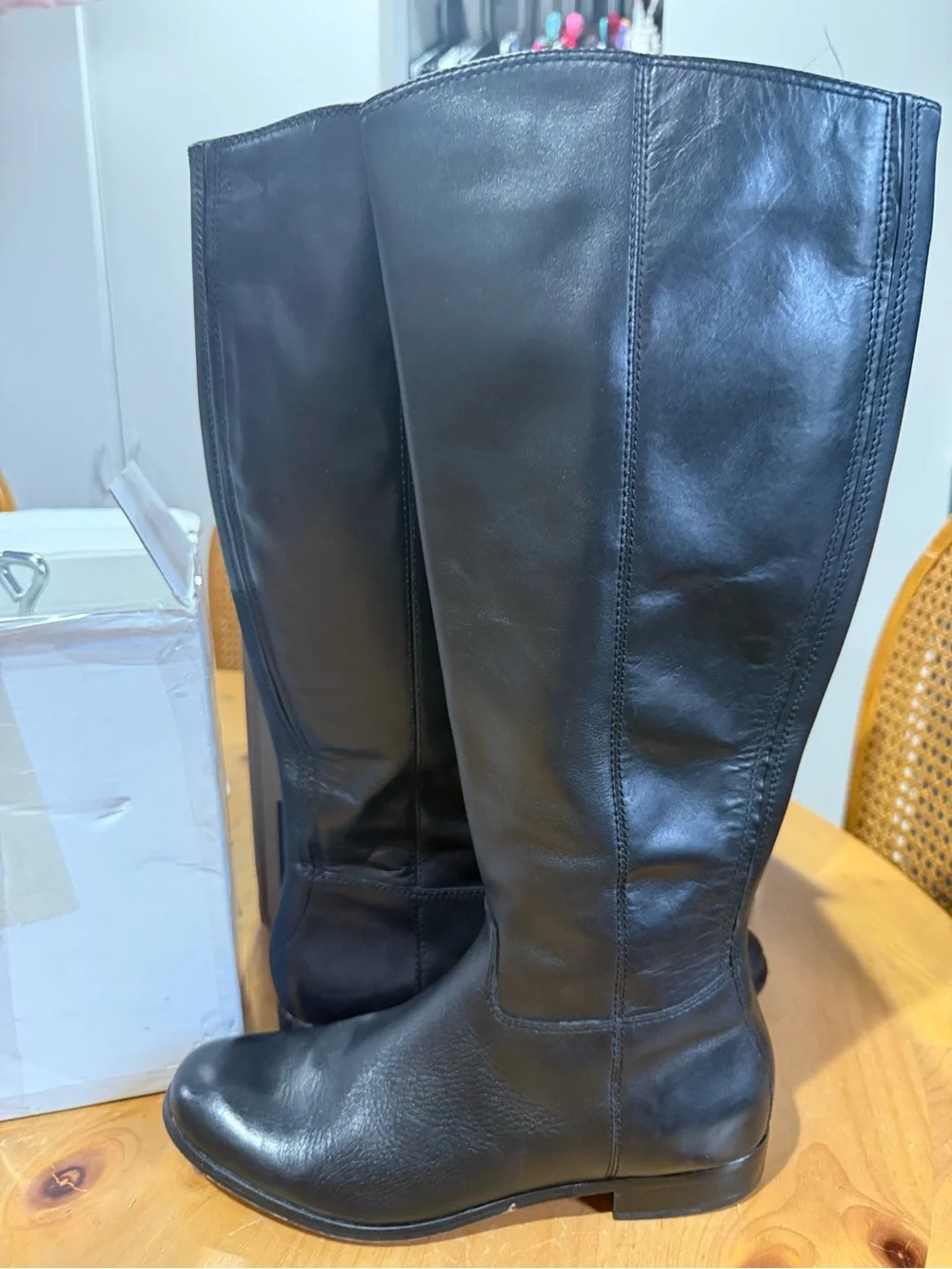 Corso Como Black Leather Over-the-Knee Zip Boots